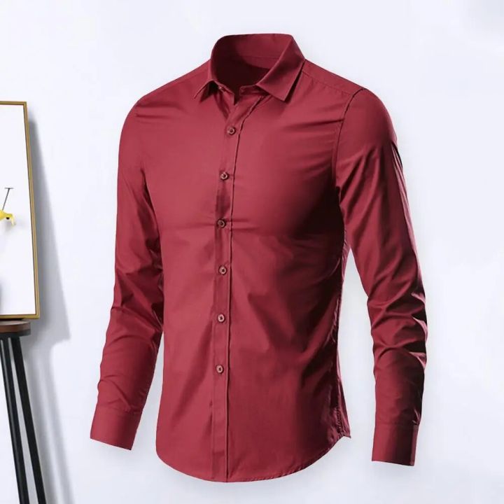 Autumn%20Shirt%20Chic%20Slim%20Fit%20Solid%20Color%20Casual%20Lapel%20Men%20Spring%20Shirt%20for%20Daily%20Wear%20Spring%20Shirt%20Men%20Shirt%20-%20Image%203