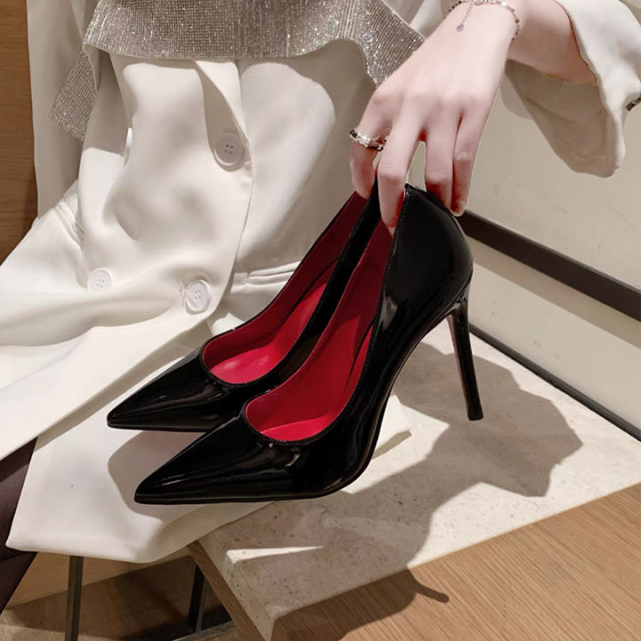 Black%20High%20Heels%20Women's%20Career%202023%20New%20Patent%20Leather%20Red%20Bottom%20Chop%20Men's%20Stiletto%20Heel%20Premium%2010%20cm%20Single%20Shoes%20Women%20-%20Image%203