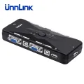 【VisioN Shop】Unnlink 4 Port VGA KVM Switch 4X1 USB 2.0 Hub Box Selector Adapter USB 2.0 KVM 4 In 1 Out VGA for 4 Hosts Computer Laptop PC. 