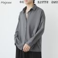 Long Sleeve Shirts Men Fashion Solid Plus Size 3XL Social Formal Business Cozy Handsome Korean Leisure Basic Simple Sheer Camisa. 