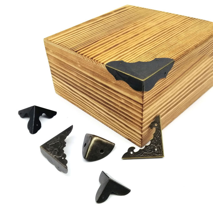 12pcs%20Antique%20Brass%20Bronze%20Black%20Jewelry%20Chest%20Box%20Wooden%20Case%20Suitcase%20Furniture%20Decor%20Iron%20Metal%20Corner%20Protector%20Cover%20-%20Image%202