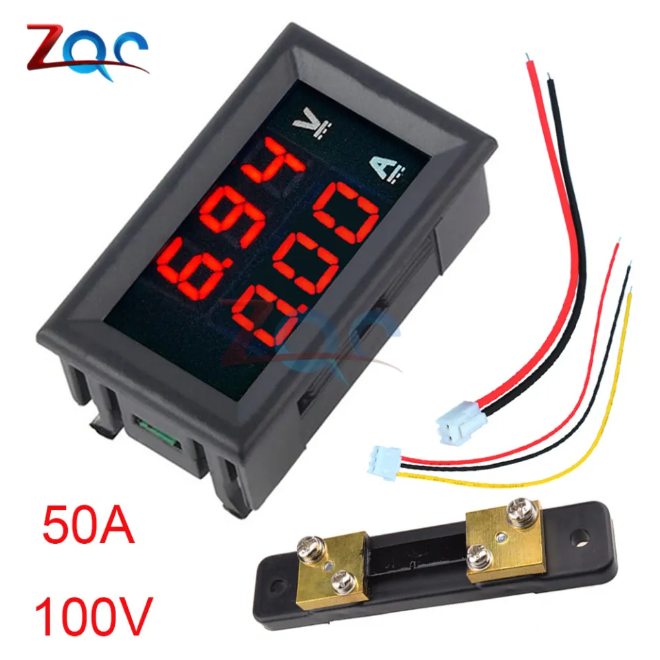 2in1 Digital Ampere Volt meter Multimeter DC 0~600V/50A Voltmeter Ammeter Dual display Voltage