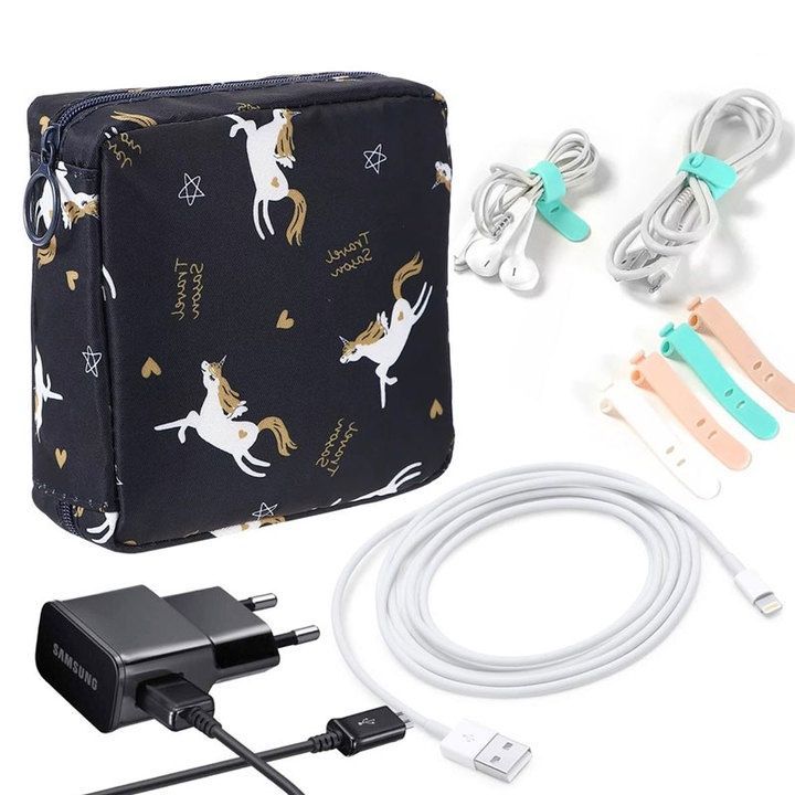 Mini Pouch for AirPods Case Cable Organizer Pouch Small Travel Storage Carrying Bag Universal Zipper Headphone Charger Cable Organizer Bag Power Adapter Cable Earphones Storage Bag