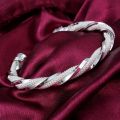 Silver Braided Bangle Jewelry 925 Sterling Silver Fashion Mesh Wide Bracelets Bangles for Women Men. 