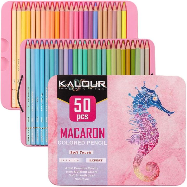 KALOUR Macaron Pastel Colored Pencils Set of 50 Colors