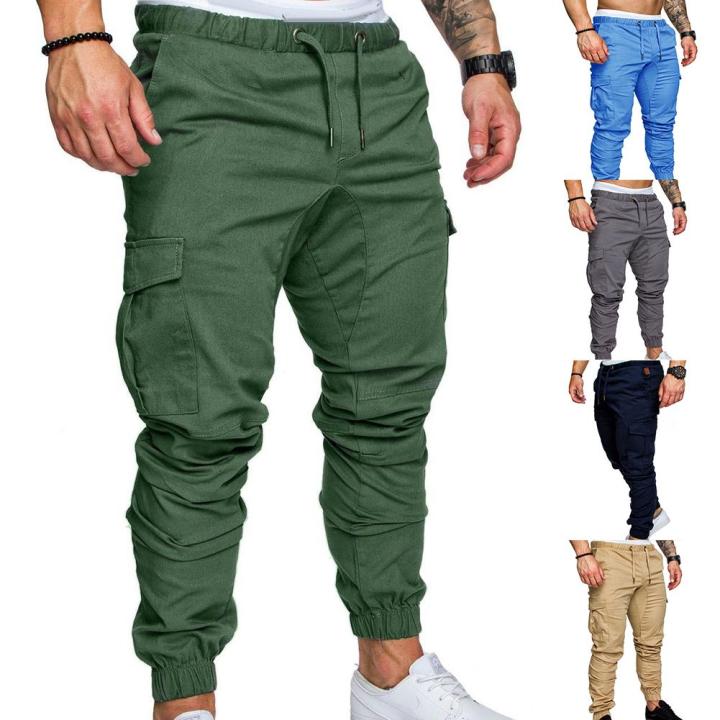 Men%20Casual%20Solid%20Colorckets%20Waist%20Drawstring%20Ankle%20Tied%20Skinny%20Cargo%20Pants%20celana%20panjang%20pria%20salopette%20homme%20Trendy%20-%20Image%204