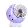 Moon Base Fan With Starry Atmosphere Light And Adjustable Angle Pen Holder Mini USB Fan.
