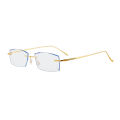 Rimless anti-blue light color-changing glasses, men's diamond cut-edged flat glasses, business square glasses frames, and myopia glasses.