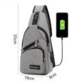 USB Charging Sling Bag For Men Casual Chest Bag Shoulder Crossbody Bag Male Anti Theft Multifunction Bags Man Sports Travel Pack.