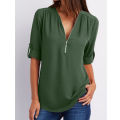 Women Tops Plus Size V-neck Long Sleeve Chiffon Elegant Design Women Blouse Lady Shirt Blouse For Women. 