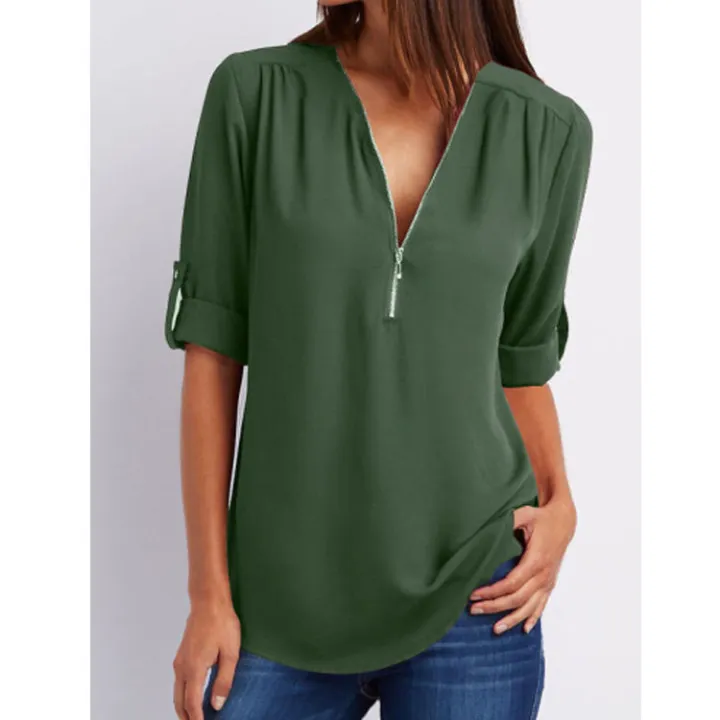 Women%20Tops%20Plus%20Size%20V-neck%20Long%20Sleeve%20Chiffon%20Elegant%20Design%20Women%20Blouse%20Lady%20Shirt%20Blouse%20For%20Women%20-%20Image%205
