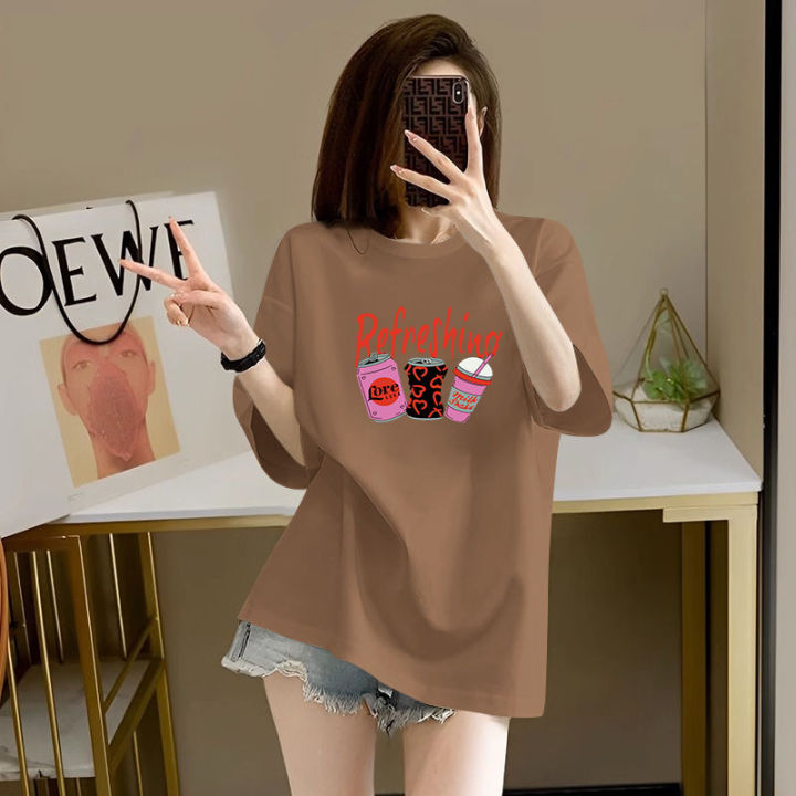 Summer%20Short%20Sleeve%20T%20Women's%20Extra%20Large%20Size%20T-shirt%202-300%20Jin%20Loose%20Fat%20mm%20Casual%20Slimming%20Slim%20Fit%20Mid-Length%20Printed%20Top%20-%20Image%208
