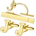 HAWSON Personalized Letter Cufflinks Tie Clips and Tie Buckle Set for Tie and French Cuffs or Dress Shirt ,Gift for him.