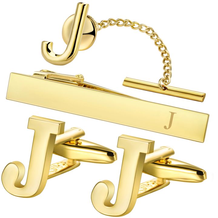HAWSON%20Personalized%20Letter%20Cufflinks%20Tie%20Clips%20and%20Tie%20Buckle%20Set%20for%20Tie%20and%20French%20Cuffs%20or%20Dress%20Shirt%20,Gift%20for%20him%20-%20Image%202