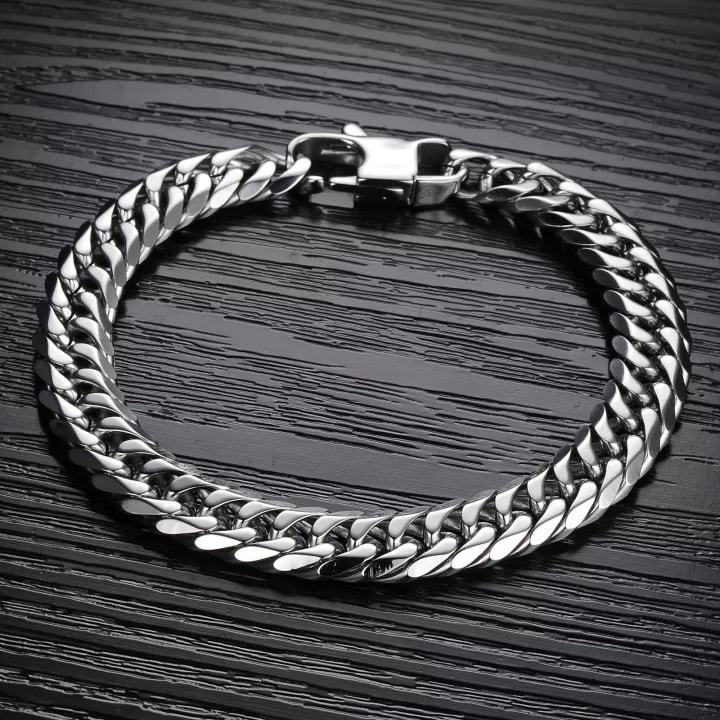 Athleisure - Avant Grade - Superb Quality - Silver Stainless Steel Bracelet for Men - Trend and Needful - Understated Sophistication