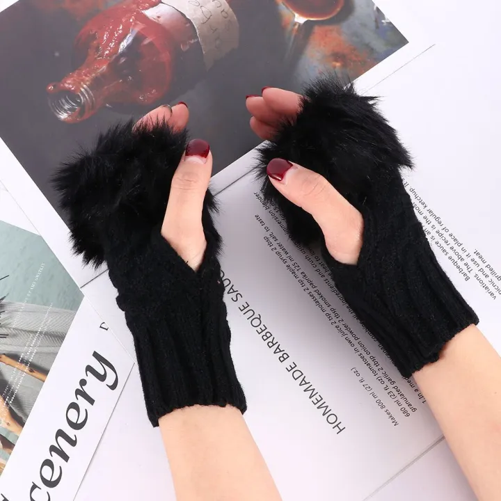 1Pair%20Fashion%20Women%20Faux%20Rabbit%20Fur%20Hand%20Wrist%20Crochet%20Knitted%20Fingerless%20Gloves%20Knitting%20Mittens%20Winter%20Autumn%20Warmer%20-%20Image%204