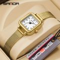 SANDA Women's Exquisite Leisure Business Mesh Quartz Watch Fashion Square Pointer Stainless Steel Waterproof Watch Gift.
