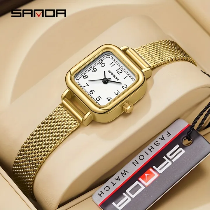 SANDA%20Women's%20Exquisite%20Leisure%20Business%20Mesh%20Quartz%20Watch%20Fashion%20Square%20Pointer%20Stainless%20Steel%20Waterproof%20Watch%20Gift%20-%20Image%207