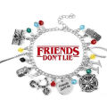 Stranger Things Bracelet Jewelry Friends Don't Lie Cap Camera Phone 11 Logo Pendant Fashion Crystal Bracelet Woman Girl Gift. 