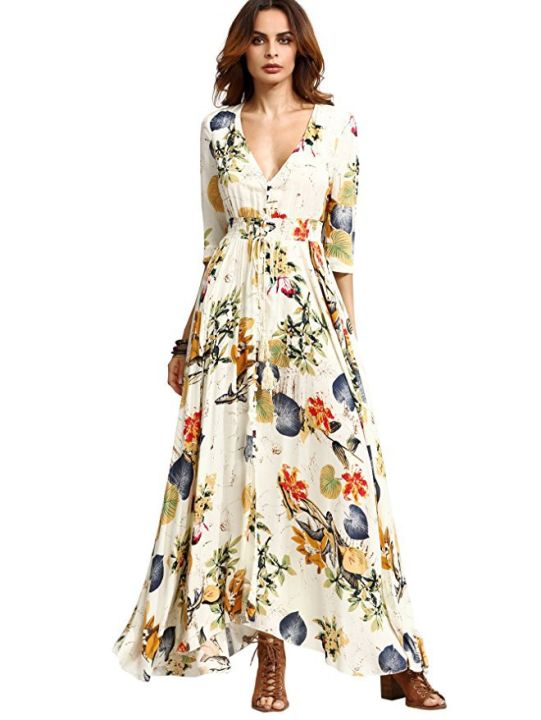 Amazon's%20new%20bohemian%20retro%20ethnic%20pattern%20resort%20V-neck%20loose%20maxi%20dress%20maxi%20dress%20-%20Image%203