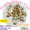 Golden Dolphin Hook Jewelry Making Accessories - Lobster Clasps Claw Hooks for Necklace and Bracelet - 7x12mm.