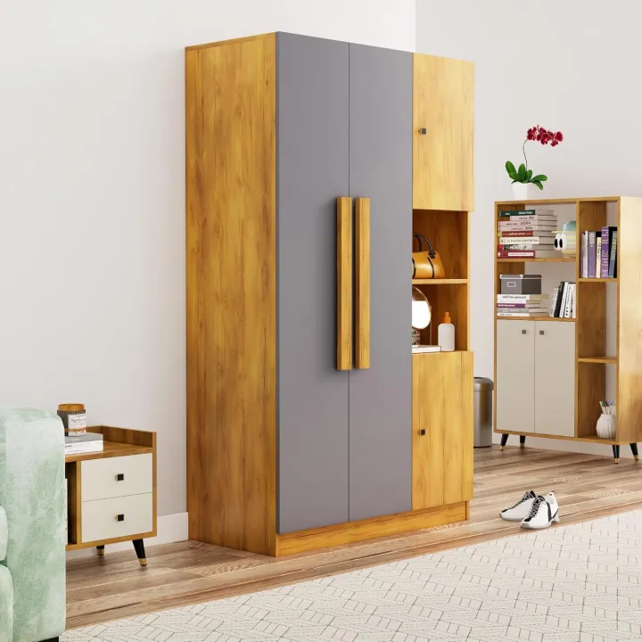 Modern%20Home%20Bniture%20Wooden%20Almirah%20for%20Clothes,%20Wooden%20Handel%20Door%20Wardrobe,%204%20Door%20Almirah%20with%20Hanging%20Space%20&%20Storage%20Shelf%205%20Year%20Warranty%20(Giant%20Wood%20&%20Slate%20Black72/48)%20-%20Image%202