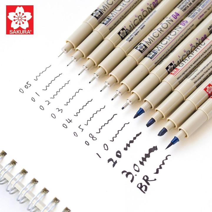 Sakura Pigma Micron Pen Needle Soft Brush Drawing Pen lot 005 01 02 03 04  05 08 Brush Art Markers Black ink