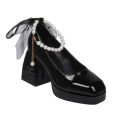 42 Plus Size Single Shoes Women's Spring Summer 2023 New Square Toe Block Heel Straight Buckle Strap Heels Bow. 