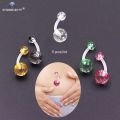 Sparkling Powder 5pcs/lot Clear Soft Acrylic Belly Ring Navel Piercing Helix Earring Curved Barbell Belly Button Rings Jewelry. 