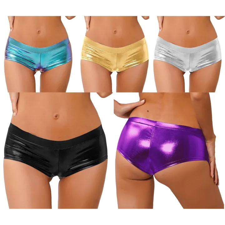 Womens%20Fashion%20Shorts%20Bottoms%20Shiny%20Faux%20Leather%20Low%20Waist%20Hot%20Shorts%20Pants%20for%20Clubwear%20Pole%20Dancing%20Raves%20Festivals%20Costumes%20-%20Image%204