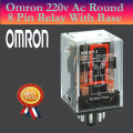 Omron AC 220V/240V 10A Coil Round 8 Pin MK2P-1 Power Electromagnetic Relay With Base. 