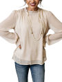 Eligible Women Spring Blouse, Long Puff Sleeve Plain Ruffle Crew Neck Shirt, Ladies Loose Fall Pullover Style Tops.