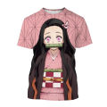 Summer Anime Demon Slayer Kimetsu no Yaiba Kamado Nezuko Kochou Shinobu Cosplay 3D Print Fashion T-Shirt Cartoon Short Sleeve.