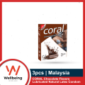 Coral - Chocolate Flavor Lubricated Natural Latex Condom For Men |  Single Pack - 3pcs. 