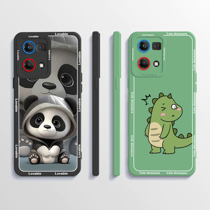 For OPPO Reno 7 4G Case CPH2363 Cute Panda Cover Liquid Soft Silicone Funda For OPPO F21 Pro CPH2461 Coque F21s Pro 4G TPU Case PCardiaCP
