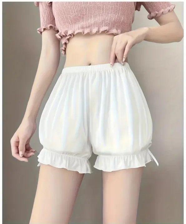 Women%E2%80%99s%20Silk%20Puffy%20Style%20Shorts%20with%20Ruffle%20Trim%20-%20Image%207
