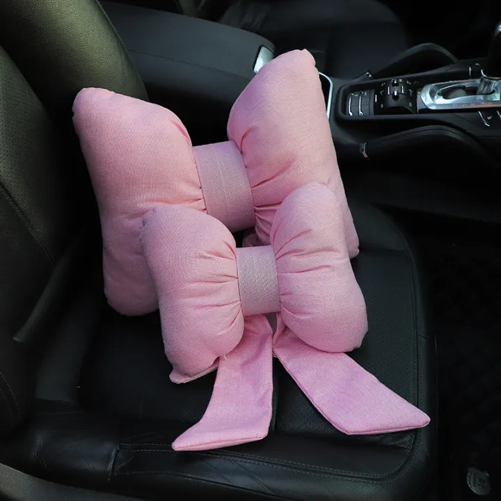 Car%20headrest%20mesh%20red%20bow%20ribbon%20comfort%20neck%20protection%20pillow%20summer%20general%20car%20waist%20cushion%20-%20Image%202