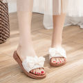 Summer fashion bow sandals wear versatile college princess style women's shoes beach flat slippers women.