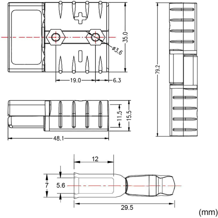 JDXHLAU%202X%20for%20Anderson%20Style%20Plug%20Connectors%2050A%20600V%206-12AWG%20AC/DC%20Power%20Tool%20for%206AWG%20Plated%20Solid%20Terminals%20Plugs%20Gray%20-%20Image%205