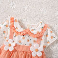 Summer New Baby Girls Dress Lapel Lace Ruffles Sweet Cute Little Flower Floral Floral Print Sweet Princess Dress.