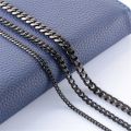 USENSET Cuban Link Chain Black Color Stainless Steel Necklace Tone Punk Charm Jewelry 3MM 5MM 7MM. 