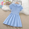 Girls Summer Dress 2023 New Foreign Style College Style Thin Summer Short Sleeve Little Girl Children's Skirt. 