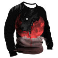 Men's long sleeve T-shirt winter 3D animal printed T shirts street fashion wolf pattern loose tops tees oversized men's clothing.
