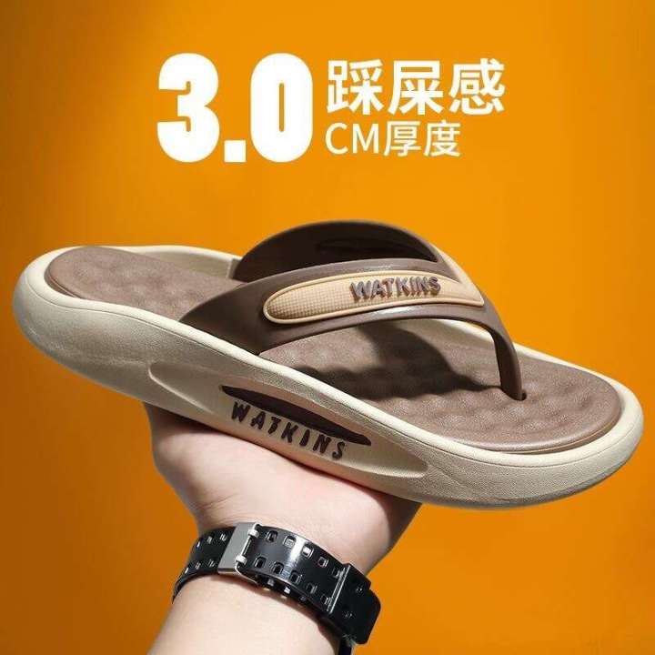 Men's herringbone slippers, summer outdoor thick trend, fashionable new beach men's shoes, soft sole clip feet, couple sandals
