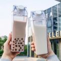 Square milk cup Creative Home Milk Carton Water Bottle Transparent Plastic Portable Clear Box Milk Storage Bottle.