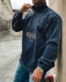 Letter & National Flag Embroidery Long Sleeve Polar Fleece Polo Sweatshirt S-3XL. 