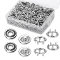 150 Sets Snap Button 9.5Mm Open Snap Button Snap Fasteners Kit Snaps Buttons Silver for Sewing and Crafting,. 