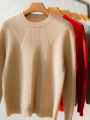 Men's New Cashmere Sweater Round Neck Long Sleeve Pullover 2024 Autumn/Winter 100% Merino Wool Knit Solid Color Sweater Clothing. 