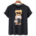 Cute Teddy Bear Print Shirt Short Sleeve O Neck Loose Tshirt Women Summer T shirt Men and Women Streetwear Cartoon Fashion Tee.