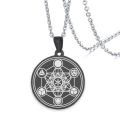 Metatron Cube Necklace Sacred Geometry Seals Of Archangel Angel Sigil Pendant Stainless Steel Occult Amulet Solomon Necklace.